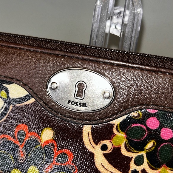 Euc condition vintage fossil key per zip around cow hide leather wallet - Picture 3 of 11